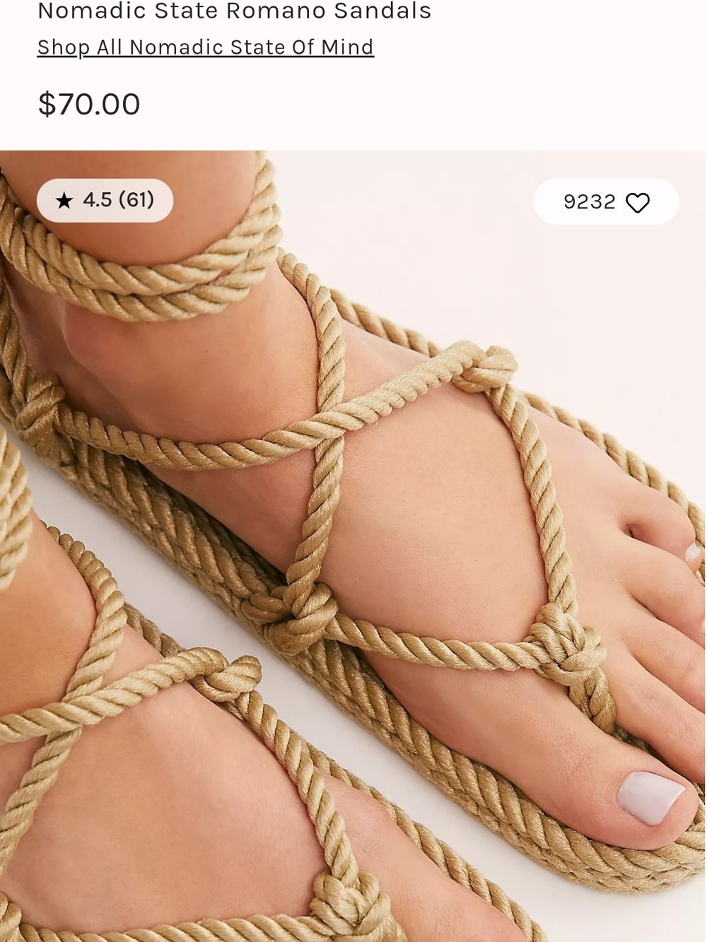 Nomad Rope Wrap Sandals - Beige